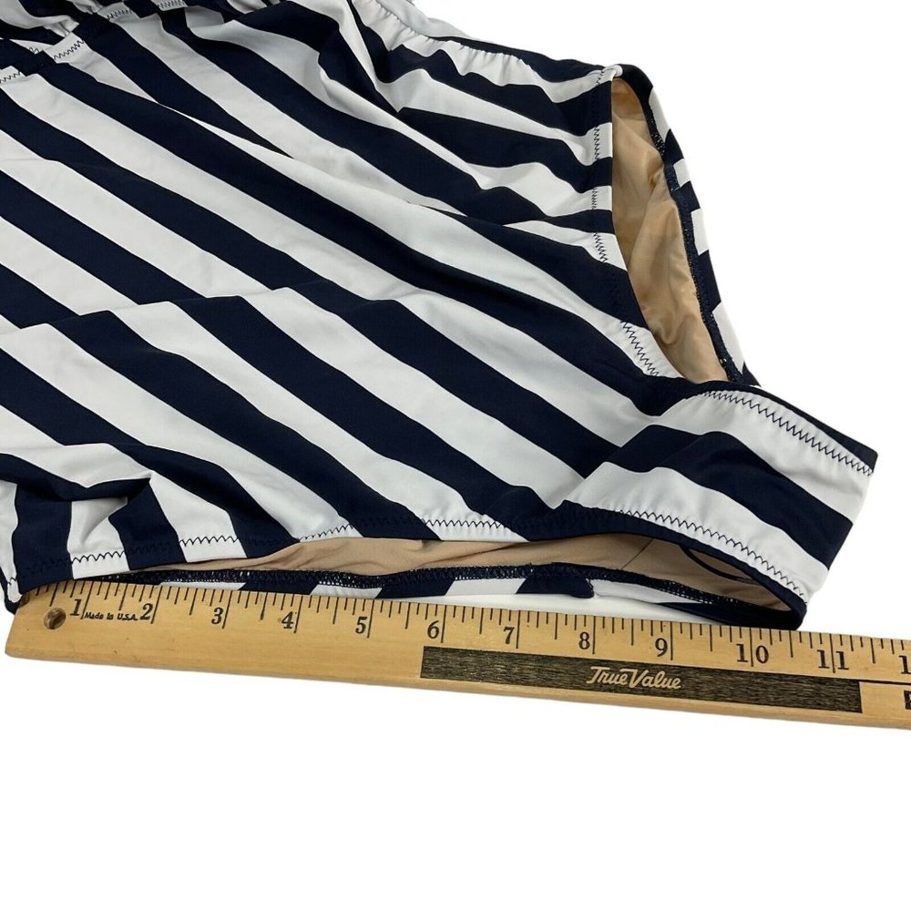 A Pea In The Pod Swimsuit Womens M Blue Striped 1 Pc Maternity UPF 50+ $105 Nwt - Picture 14 of 16